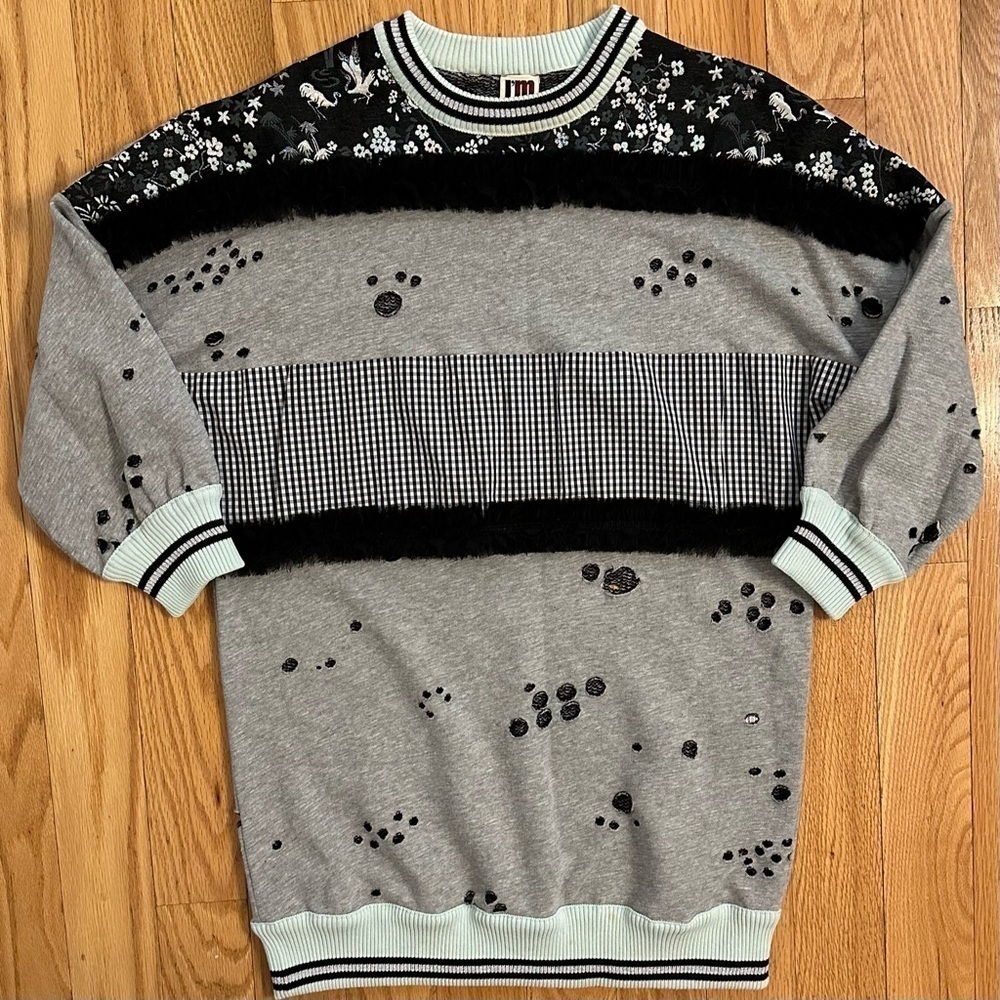 I’m Isola Marras designer mismatched sweater S- distressed holes, grunge, ruffle